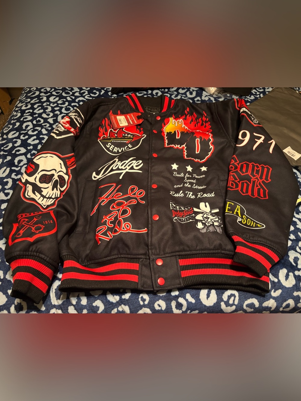 Reason Black and Red Kids' Patchwork Varsity Jacket